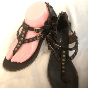 Donald J Pliner brass studded thong sandals